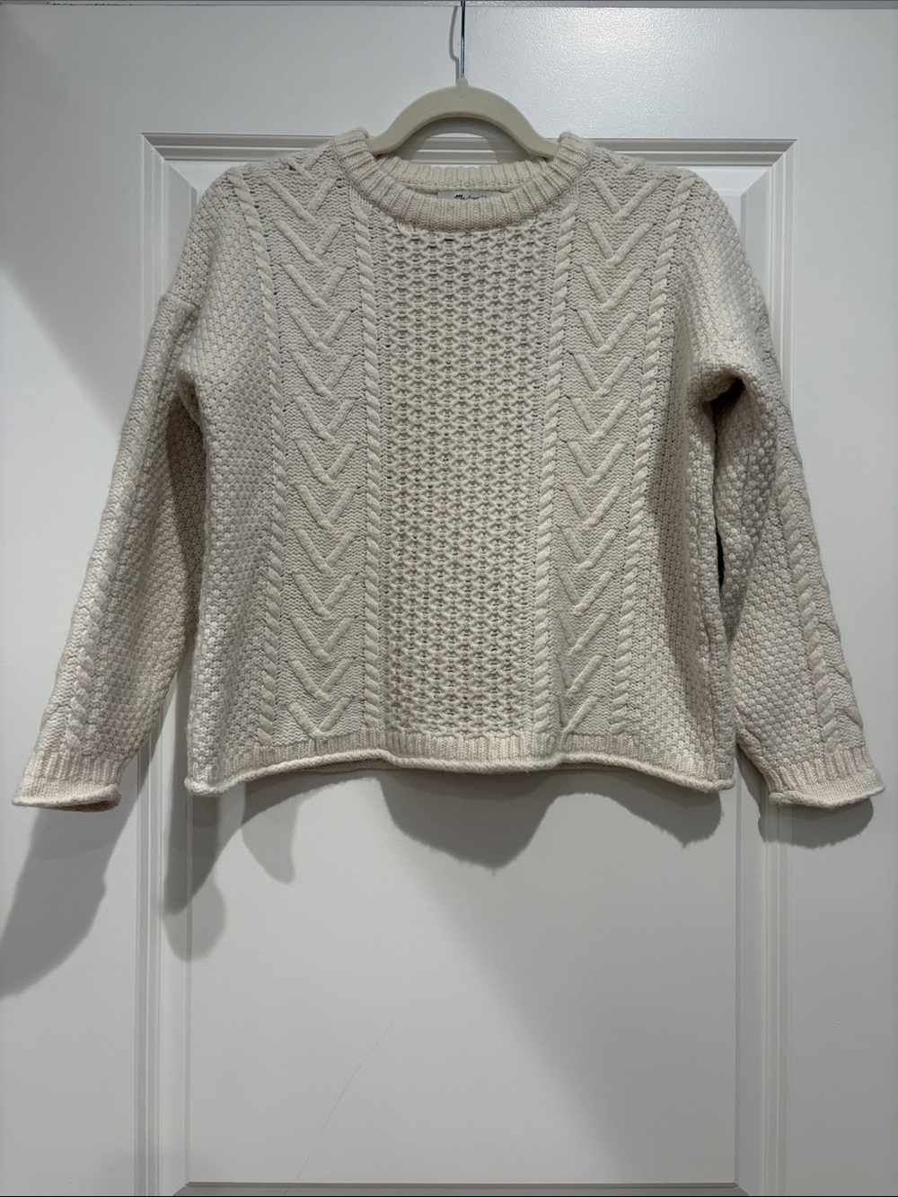 Madewell Cable Knit Women's Cropped Sweater - Cream, small